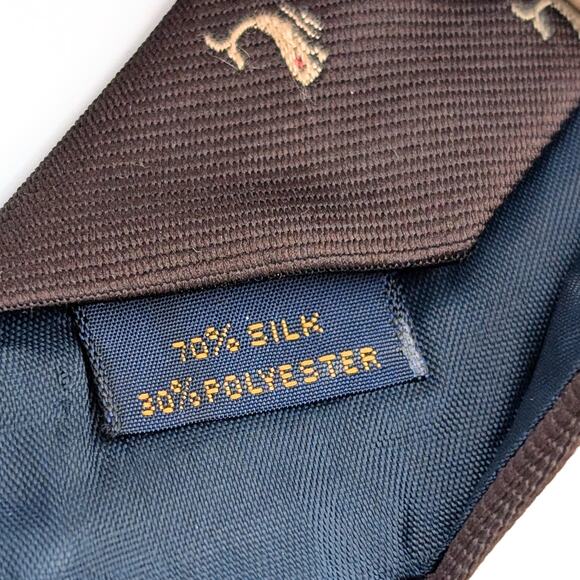 Vintage Silk Blend Repp Tie Novelty Whale Motif Brown Whimsical Nautical Retro - Picture 6 of 8